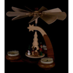 1-stöckige Pyramide naturfarben mit Weihnachtsmotiv - 19 cm