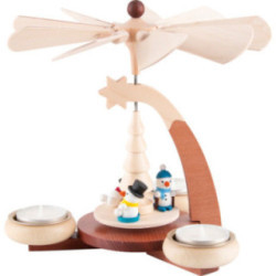 1-Tier Pyramid Natural with Snowmen - 19 cm / 7.5 inch