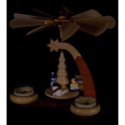 1-Tier Pyramid Natural with Snowmen - 19 cm / 7.5 inch