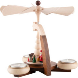1-Tier Pyramid Natural Santa Claus with Sleigh and Train - 19 cm / 7.5 inch