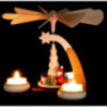 1-stöckige Pyramide naturfarben Weihnachtsmann mit Schlitten und Eisenbahn - 19 cm