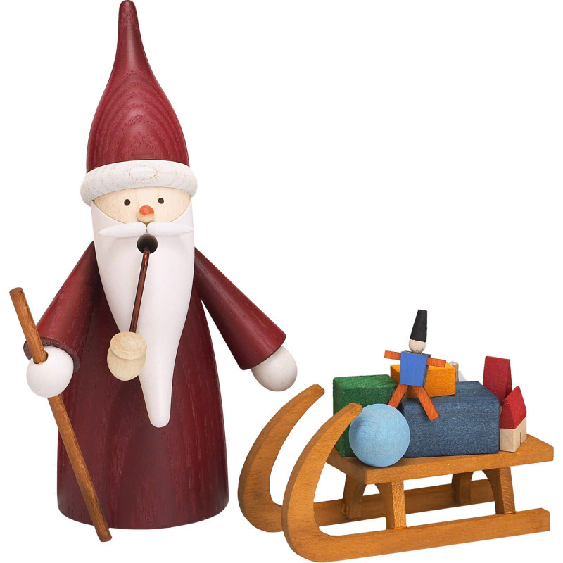Räuchermännchen Weihnachtswichtel mit Schlitten - 16 cm