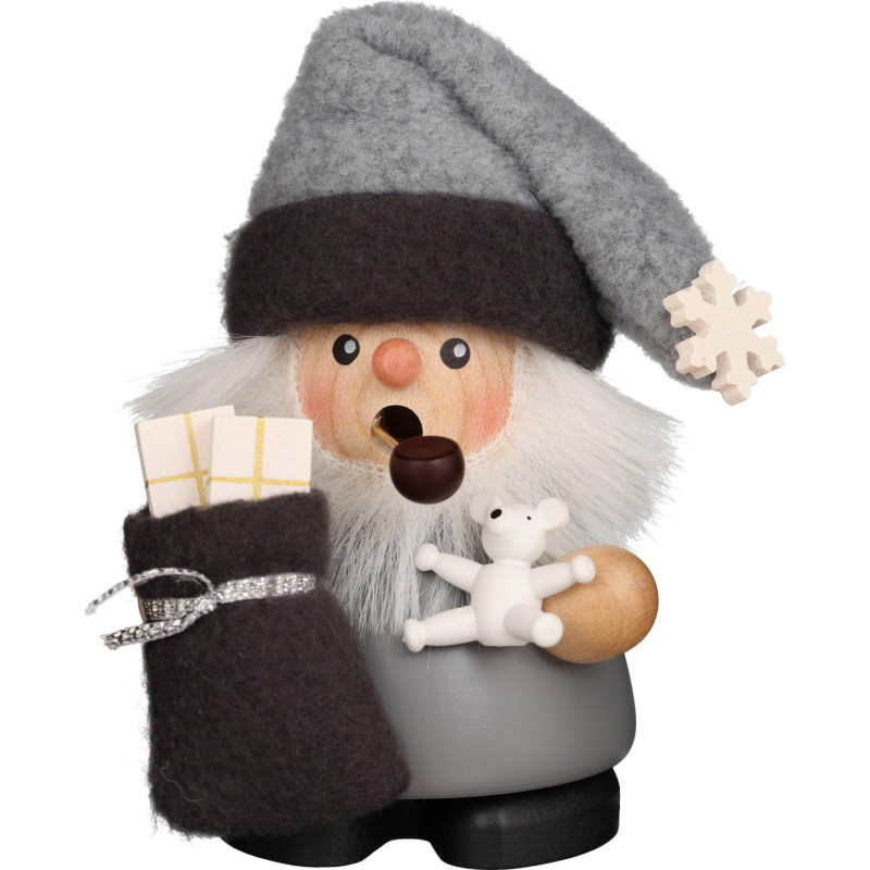Räuchermännchen Wichtel Weihnachtsmann grau - 10,5 cm