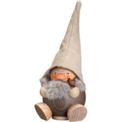 Räuchermännchen Waldzwerg steingrau - Kugelräucherfigur - 18 cm