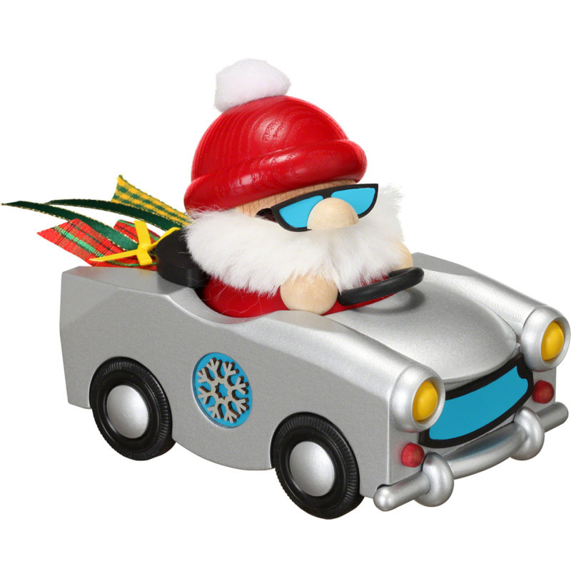 Räuchermännchen Nikolaus im Trabi - Kugelräucherfigur - 12 cm