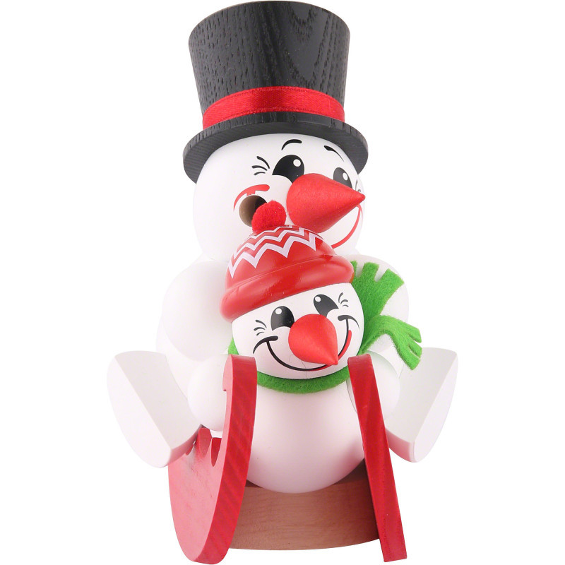 Räuchermännchen Cool-Men auf Schlitten, Doppelsitzer - Kugelräucherfigur - 12 cm
