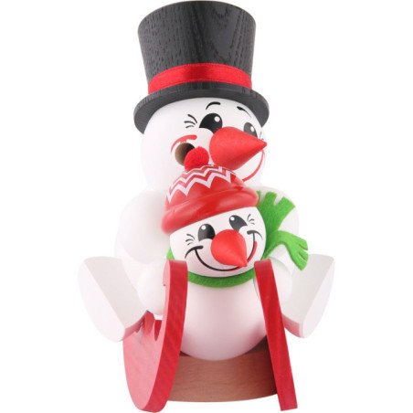 Räuchermännchen Cool-Men auf Schlitten, Doppelsitzer - Kugelräucherfigur - 12 cm