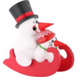 Räuchermännchen Cool-Men auf Schlitten, Doppelsitzer - Kugelräucherfigur - 12 cm