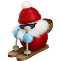 Räuchermännchen Nikolaus läuft Ski - Kugelräucherfigur - 10 cm
