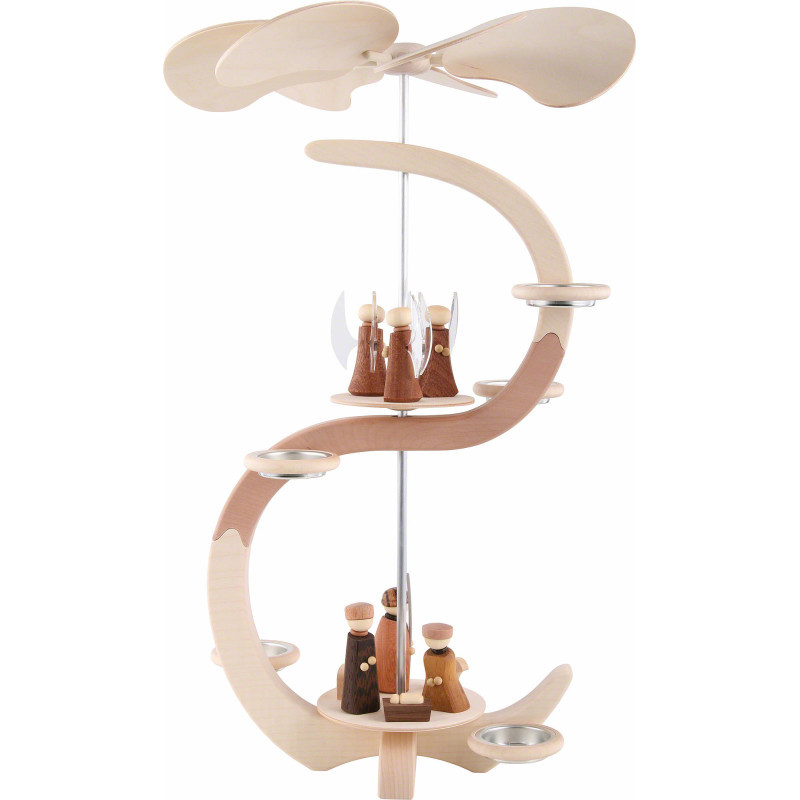 2-Tier Pyramid - S-Shape - Nativity and Angel - 46 cm / 18.1 inch