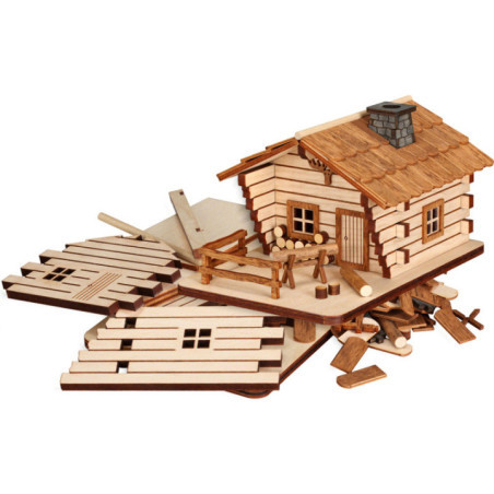 Rauchhaus-Bastelset "Blockhütte" - 9 cm