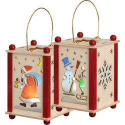 Laterne Weihnachtsmann & Schneemann - 21 cm