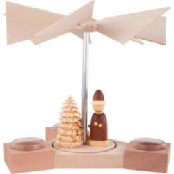 1-Tier Pyramid Hexagonum Santa with Sled Natural - 20 cm / 7.9 inch