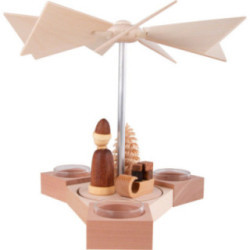 1-Tier Pyramid Hexagonum Santa with Sled Natural - 20 cm / 7.9 inch