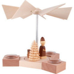 1-Tier Pyramid Hexagonum Santa with Sled Natural - 20 cm / 7.9 inch