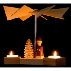 1-Tier Pyramid Hexagonum Santa with Sled Natural - 20 cm / 7.9 inch