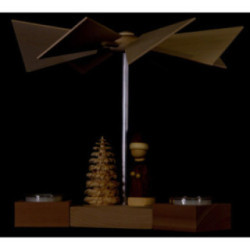 1-stöckige Pyramide Hexagonum Weihnachtsmann mit Schlitten natur - 20 cm