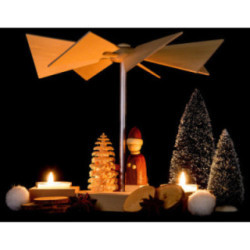 1-Tier Pyramid Hexagonum Santa with Sled Natural - 20 cm / 7.9 inch