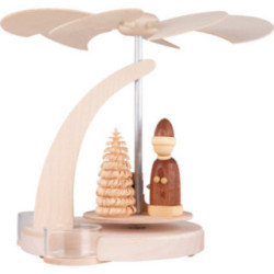 1-Tier Pyramid Santa with Sled Natural - 18 cm / 7.1 inch