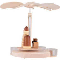 1-Tier Pyramid Santa with Sled Natural - 18 cm / 7.1 inch