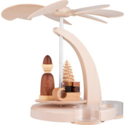 1-Tier Pyramid Santa with Sled Natural - 18 cm / 7.1 inch