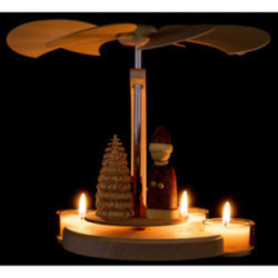 1-Tier Pyramid Santa with Sled Natural - 18 cm / 7.1 inch