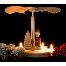 1-Tier Pyramid Santa with Sled Natural - 18 cm / 7.1 inch