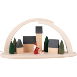 Modern Light Arch - Town with Christmas Gnome - 42x21 cm / 16.5x8.3 inch