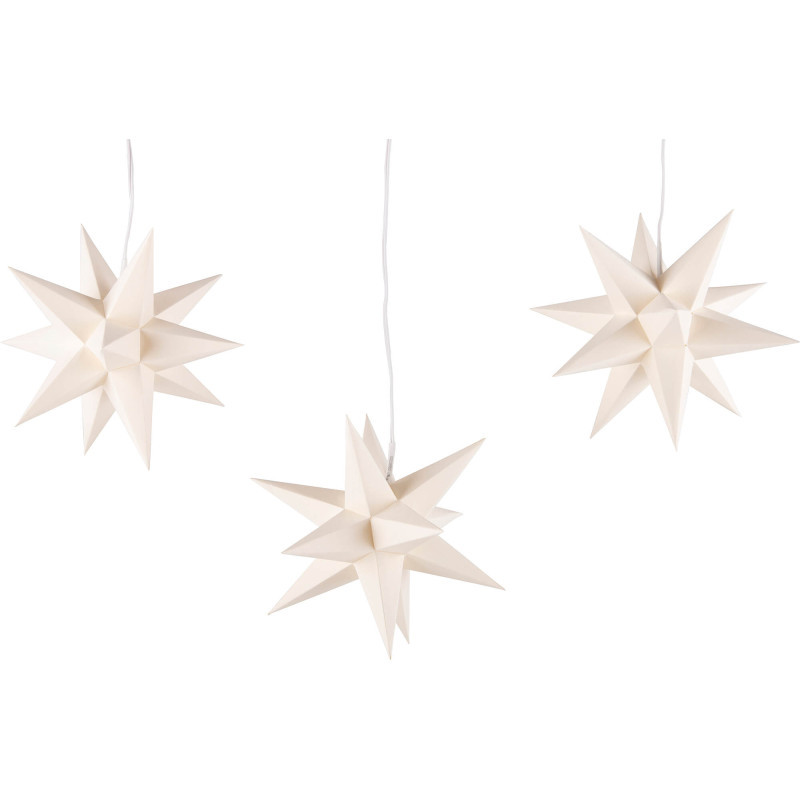 Marienberger Adventsstern 3er-Set creme inkl. Beleuchtung - 17 cm