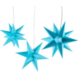 Marienberger Adventsstern 3er-Set blau inkl. Beleuchtung - 17 cm