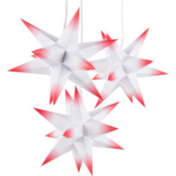 Marienberger Adventsstern 3er-Set weiß-rot inkl. Beleuchtung - 17 cm