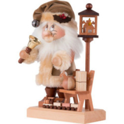 Räuchermännchen Wichtel Weihnachtsmann mit Bank - 28,5 cm