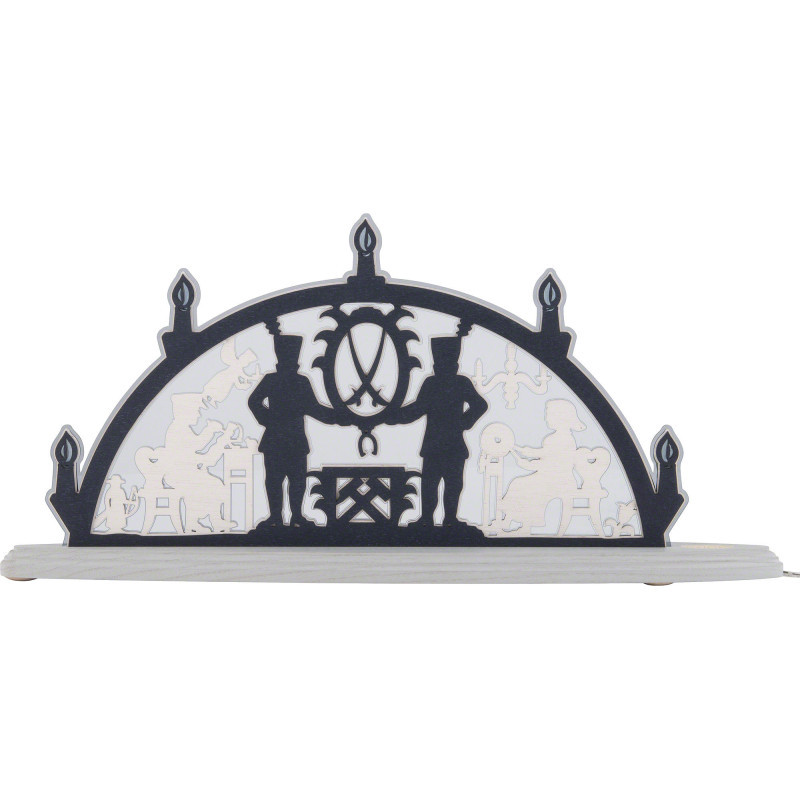 Motivleuchte "Schwibbogen Erzgebirge" blau - 47x24 cm