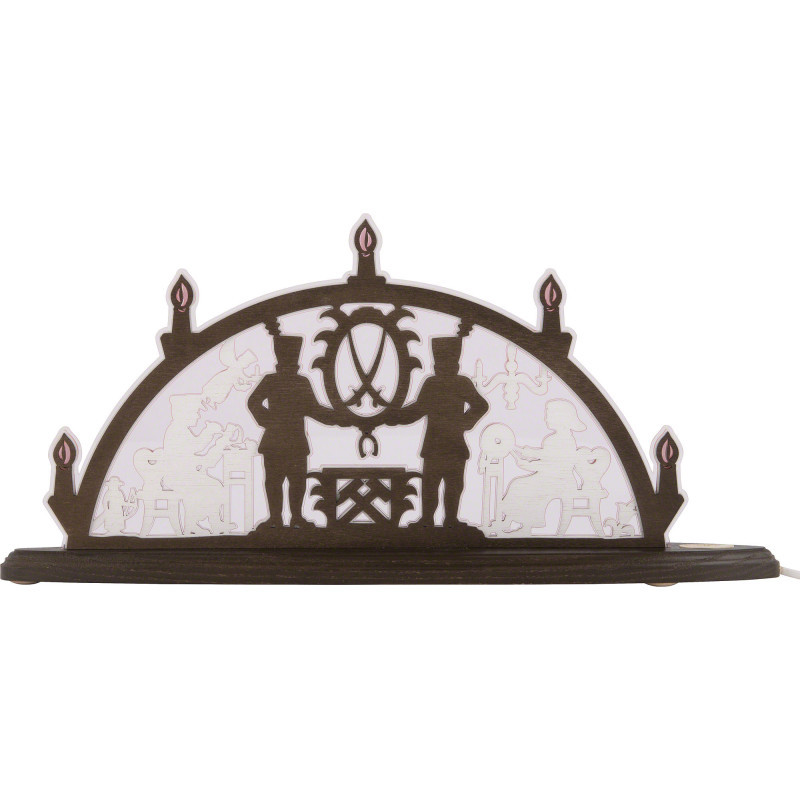 Motivleuchte "Schwibbogen Erzgebirge" rot - 47x24 cm
