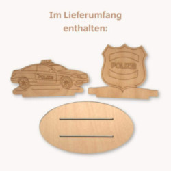 Bastelset Polizeiauto mit Abzeichen - 9 cm