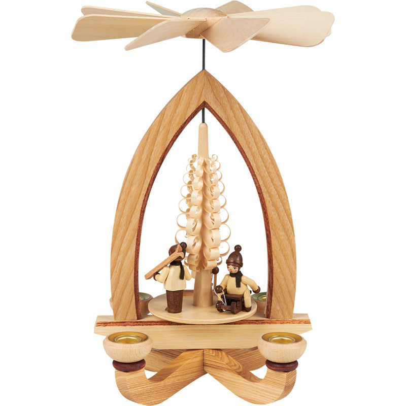 1-stöckige Pyramide Winterkinder - natur - 28 cm