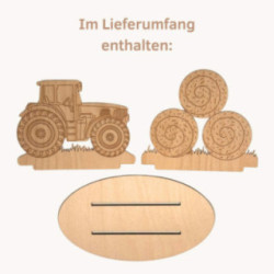 Handicraft Set - Tractor with Hay Bale - 10 cm / 3.9 inch
