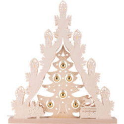 Light Triangle "Christmas Tree with Golden Baubles" - 38x44 cm / 15x17.3 inch