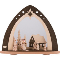 Light Triangle - "Forest Christmas" Incl. Hand Carved Figures - 52x53,5x9 cm / 20x21x3.5 inch