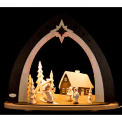 Light Triangle - "Forest Christmas" Incl. Hand Carved Figures - 52x53,5x9 cm / 20x21x3.5 inch