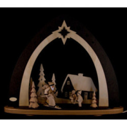 Light Triangle - "Forest Christmas" Incl. Hand Carved Figures - 52x53,5x9 cm / 20x21x3.5 inch
