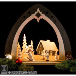 Light Triangle - "Forest Christmas" Incl. Hand Carved Figures - 52x53,5x9 cm / 20x21x3.5 inch
