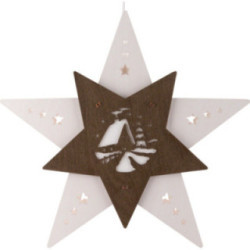 Window Picture Star "Forest Hut" White/Brown - 30,5x29x6 cm / 12x11.4x2.4 inch
