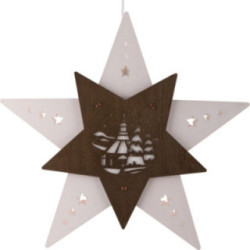 Window Picture Star "Church of Seiffen" White/Brown - 30,5x29x6 cm / 12x11.4x2.4 inch