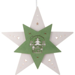 Window Picture Star "Oh Christmas Tree" White/Green - 30,5x29x6 cm / 12x11.4x2.4 inch