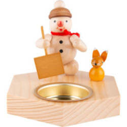 Candle Holder - Snowman with Snow Shovel - 8,5 cm / 3.3 inch