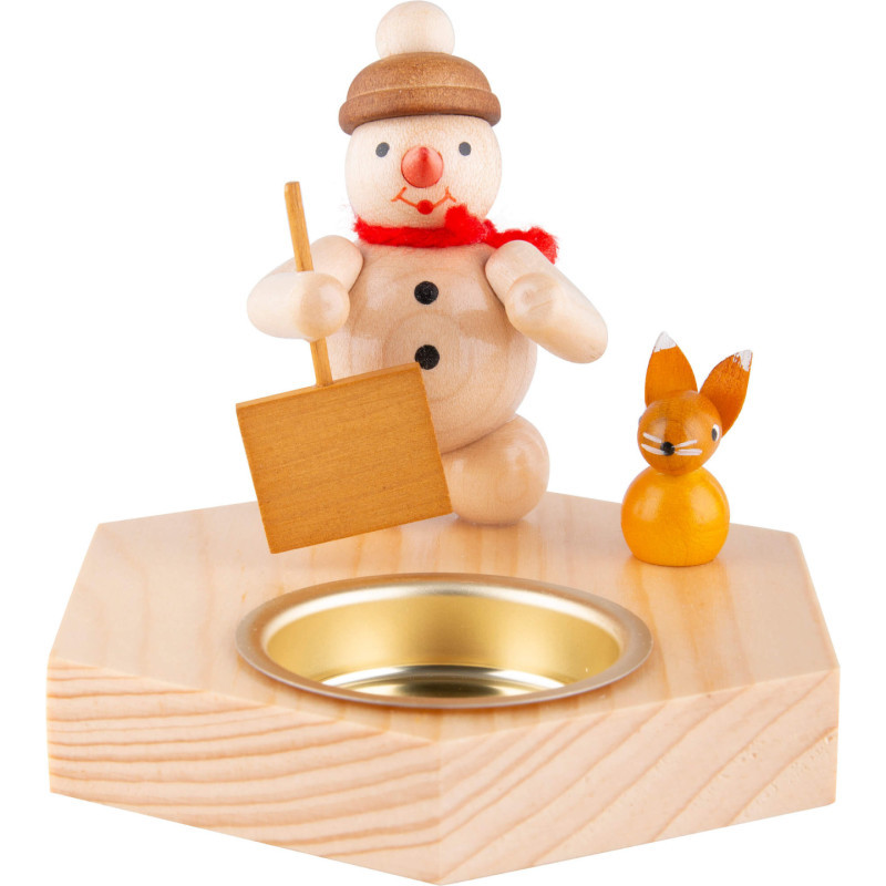Candle Holder - Snowman with Snow Shovel - 8,5 cm / 3.3 inch