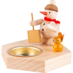 Candle Holder - Snowman with Snow Shovel - 8,5 cm / 3.3 inch