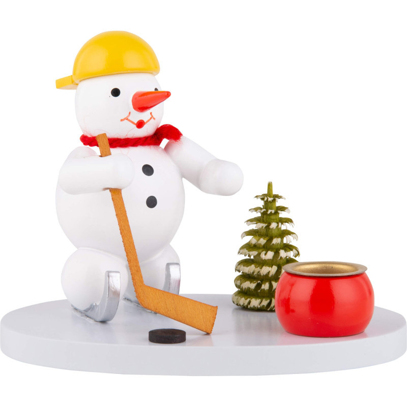 Candle Holder - Snowman Ice Hockey Player - 8 cm / 3.1 inch