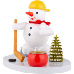Kerzenhalter Schneemann Eishockeyspieler - 8 cm
